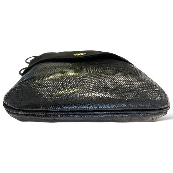 GUCCI Vintage Suede & Lizard Crossbody Bag with GG Motif - Picture 10 of 14